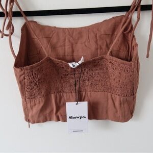Showpo Brown Cropped Camisole Tank Top Chocolate Brown Size 2 NWT Small